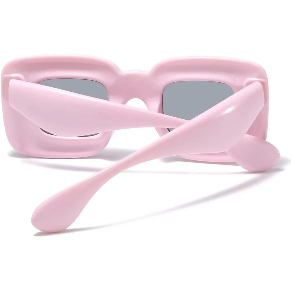 Womens Retro‎ Square Sunglasses Thick Frame Fashion UV400 Protection Pink Lentes